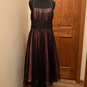 Pink and Black Tooled Evening Dress